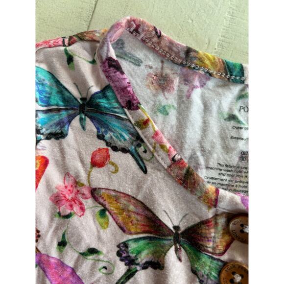 Posh Peanut Watercolor Butterflies with Three Wooden Buttons Older Style Size 6 - Picture 4 of 4